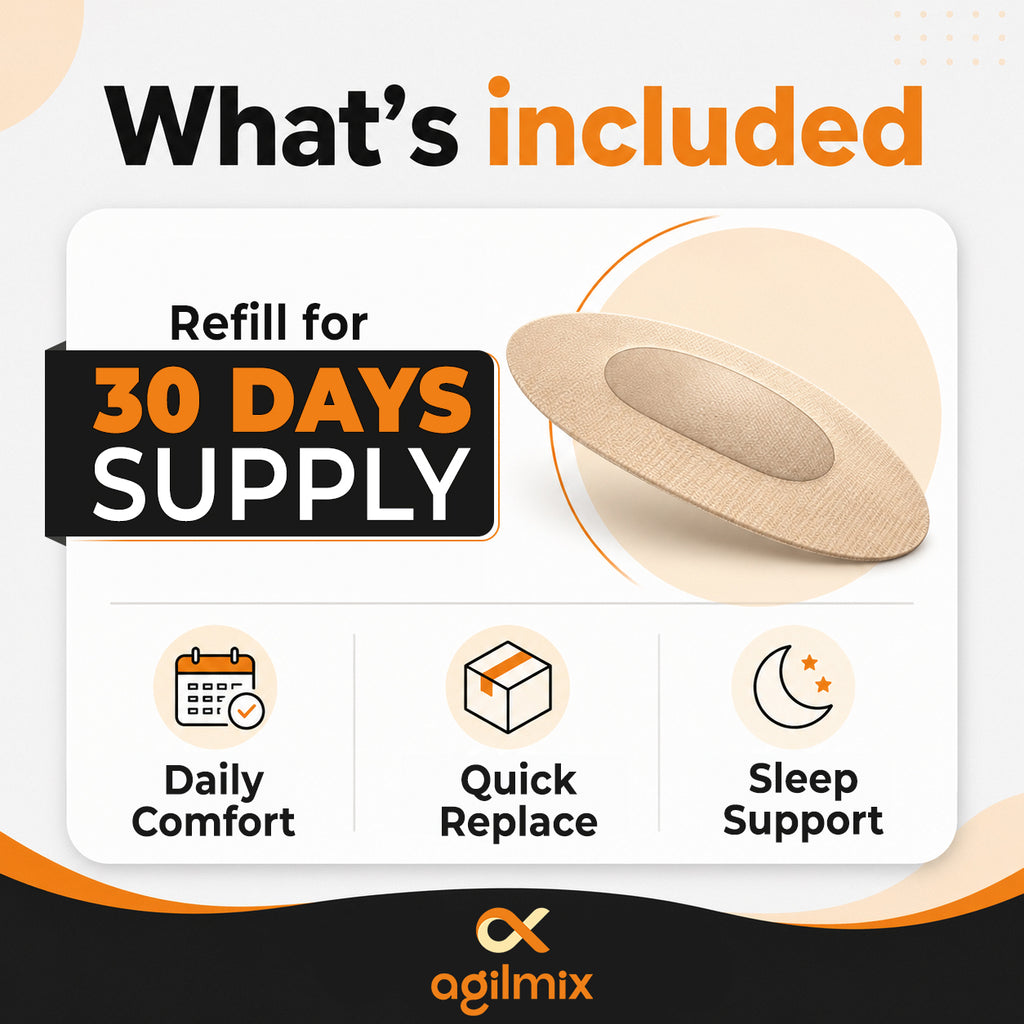 Agilmix Refill Magnetic Breathing Nasal Strips - 30, 60, 90-Days Supply for Enhanced Breathing - Compatible with Recharging, Nude & Transparent Color