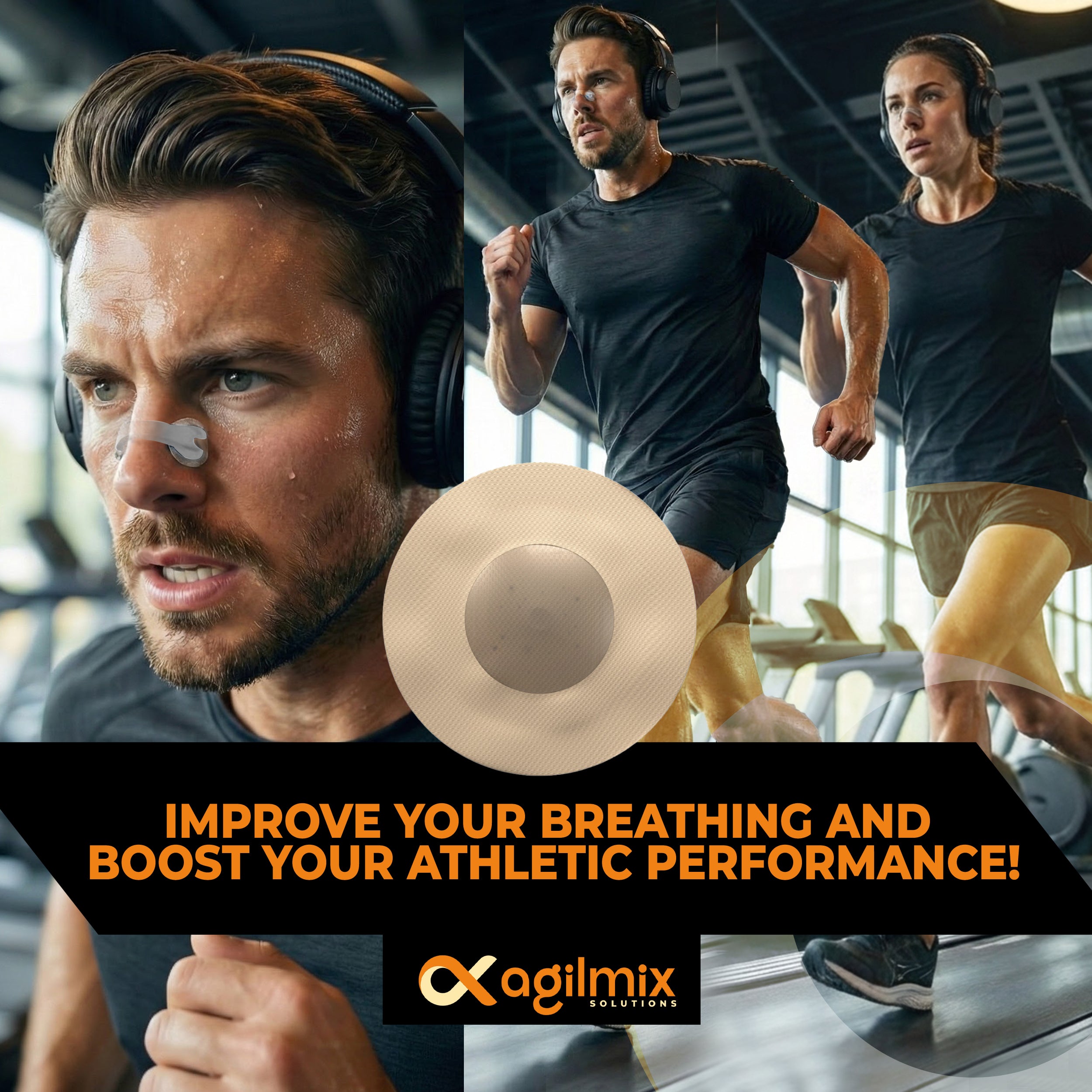 Agilmix Refill Magnetic Breathing Nasal Strips - 30, 60, 90-Days Supply for Enhanced Breathing - Compatible with Recharging, Nude & Transparent Color
