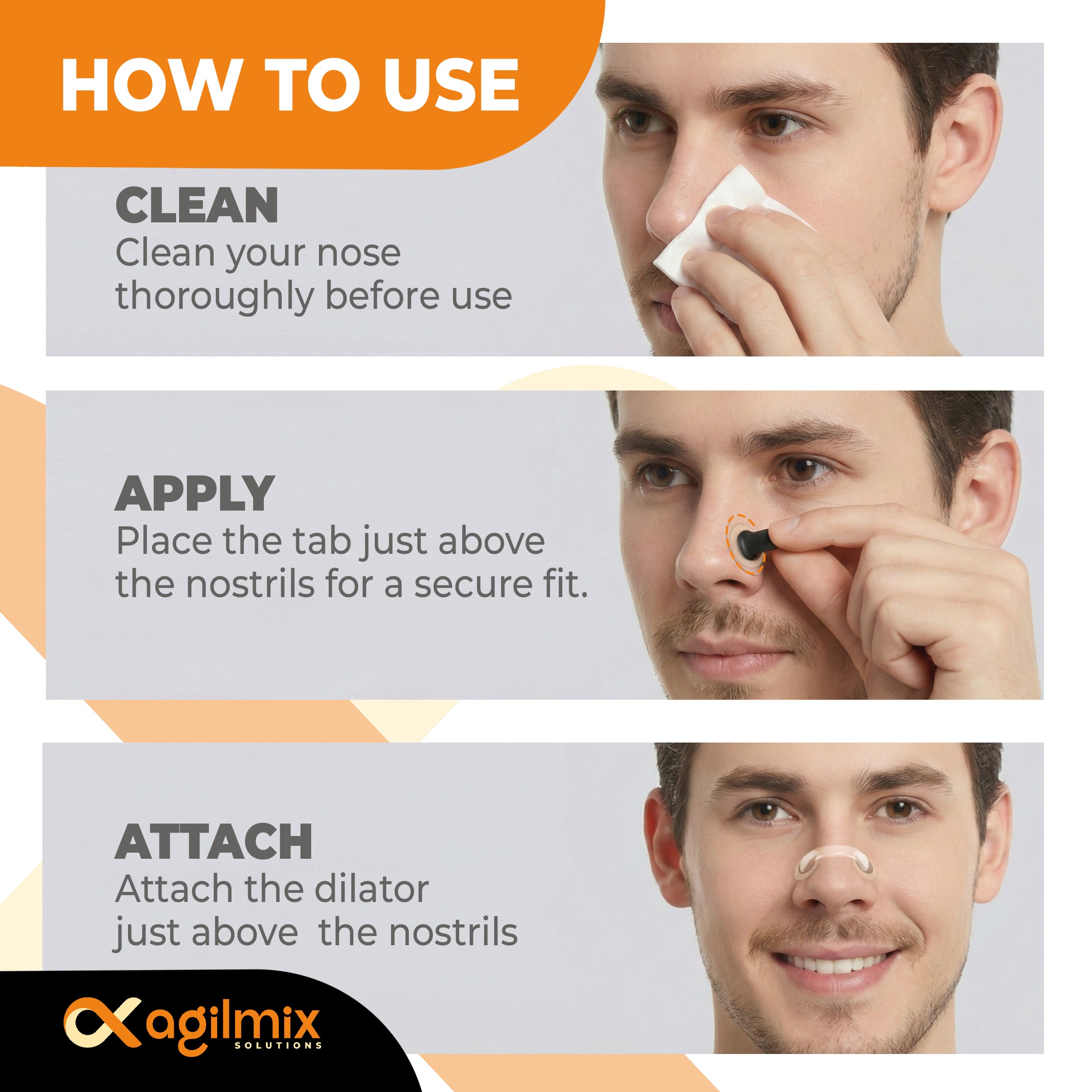 Agilmix Refill Magnetic Breathing Nasal Strips - 30, 60, 90-Days Supply for Enhanced Breathing - Compatible with Recharging, Nude & Transparent Color