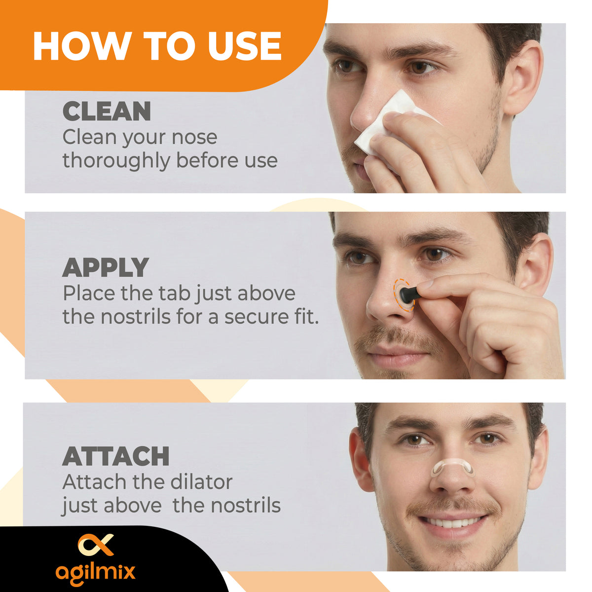 Agilmix Refill Magnetic Breathing Nasal Strips - 30, 60, 90-Days Supply for Enhanced Breathing - Compatible with Recharging, Nude & Transparent Color
